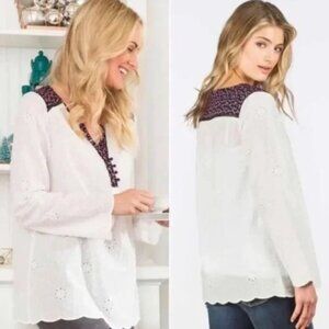 Matilda Jane Tunic Size XXL White Eyelet Long Sleeve BOHO